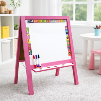 Tablero Infantil Caballete Doble Cara Madera 60x40 Niña Rosado