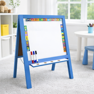 Tablero Infantil Caballete Doble Cara Madera 60x40 Niño Azul