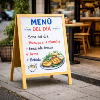 Tablero Rompetrafico Doble Cara Tipo Tijera Madera Comercial 80X60 BLANCO