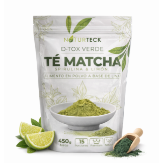 Té Matcha Naturteck 450g Spirulina y Limón Bebida en Polvo Premium