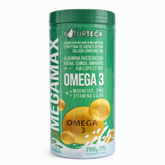 Megamax Omega 3 Naturteck 700g Proteína Vitaminas Magnesio Zinc Energía Nutrición Diaria Sabor Vainilla