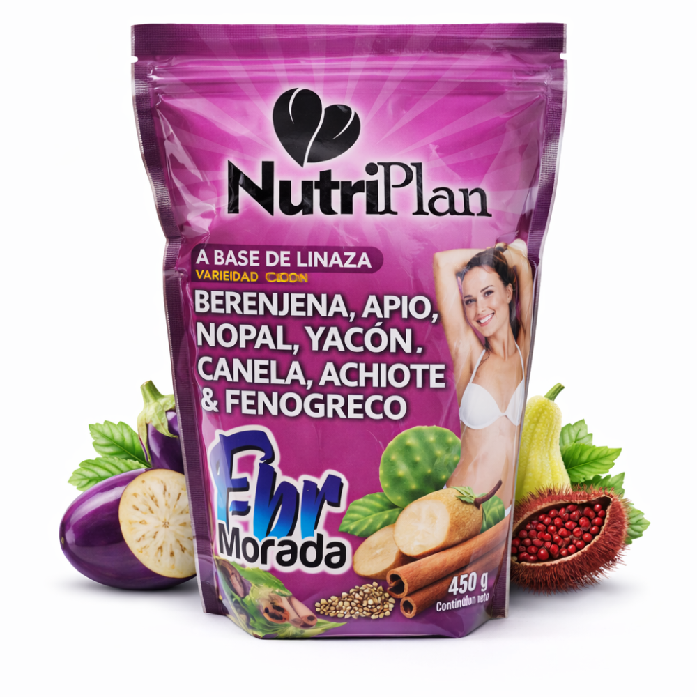 Batido F-br Morada NutriPlan con Linaza y Canela | Fibra Natural para Bienestar Digestivo