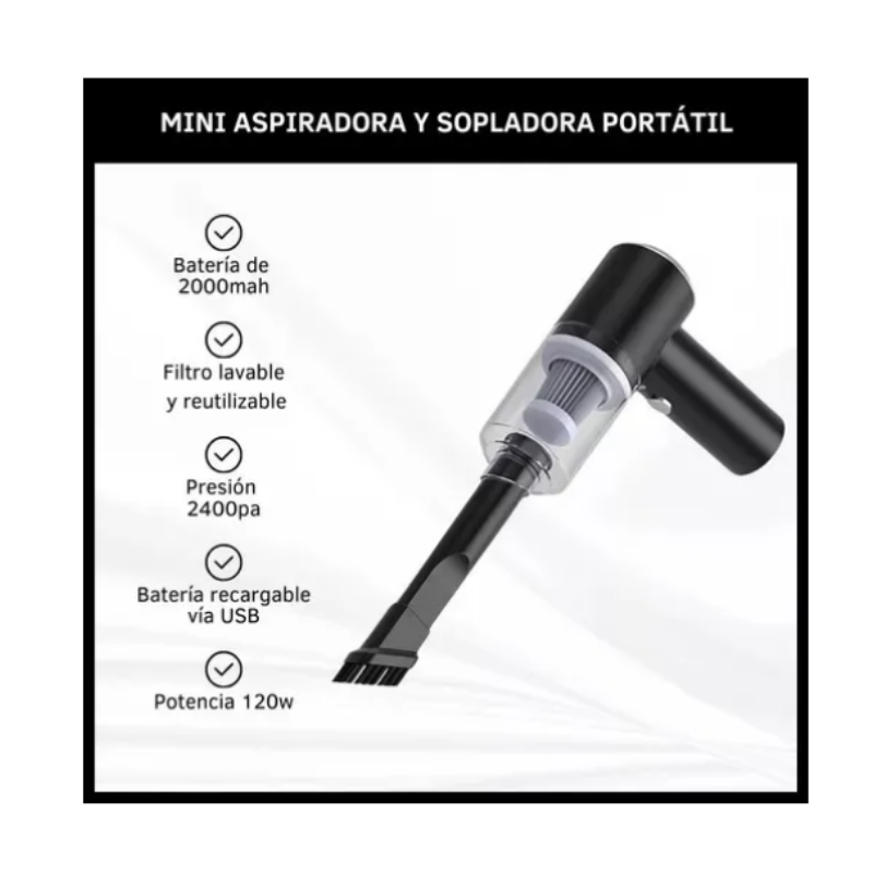 Mini Aspiradora Portátil Inalámbrica Potente 120W Compacta - Image 2