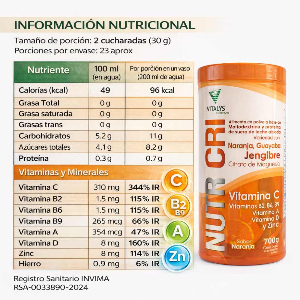 Multivitamínico En Polvo Vitamina C Zinc Magnesio 700g - Image 2