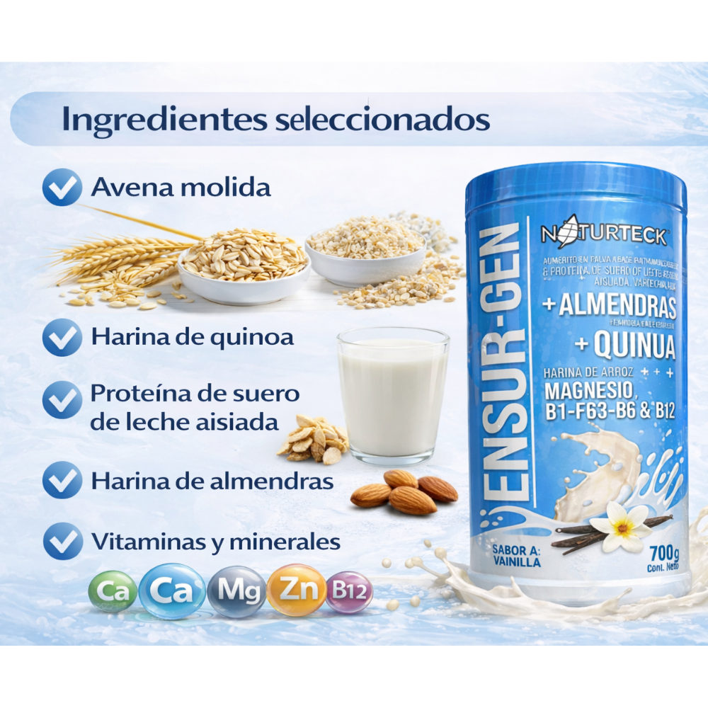 Bebida Nutricional ENSUR GEN Con Proteína Avena Quinoa Vitaminas 700 g - Image 3