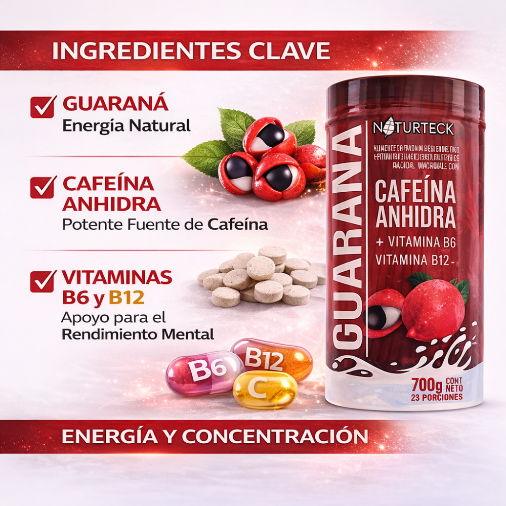 SUPLEMENTO NUTRICIONAL EN POLVO CON GUARANÁ, CAFEÍNA ANHIDRA Y VITAMINAS DEL COMPLEJO B. - Image 3