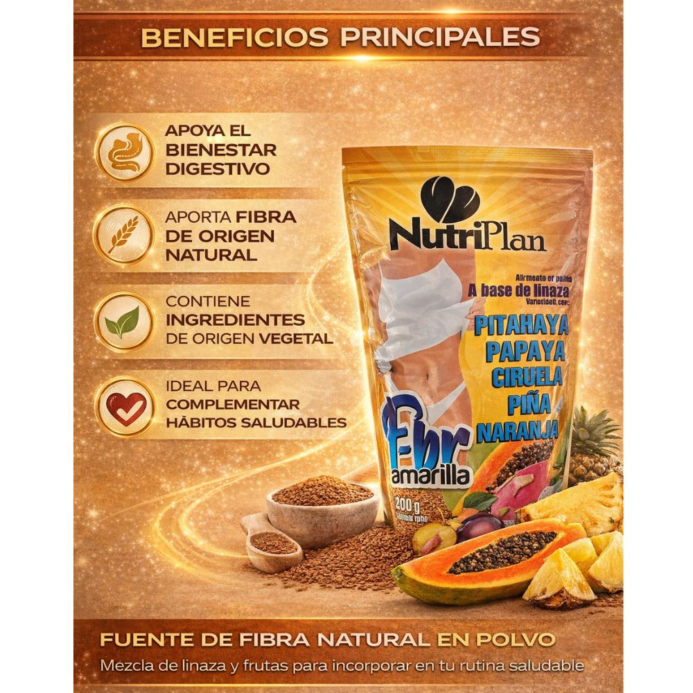 Batido Nutricional F-br Amarilla 450g con Linaza y Frutas | Fibra Natural en Polvo para Rutina Saludable - Image 4