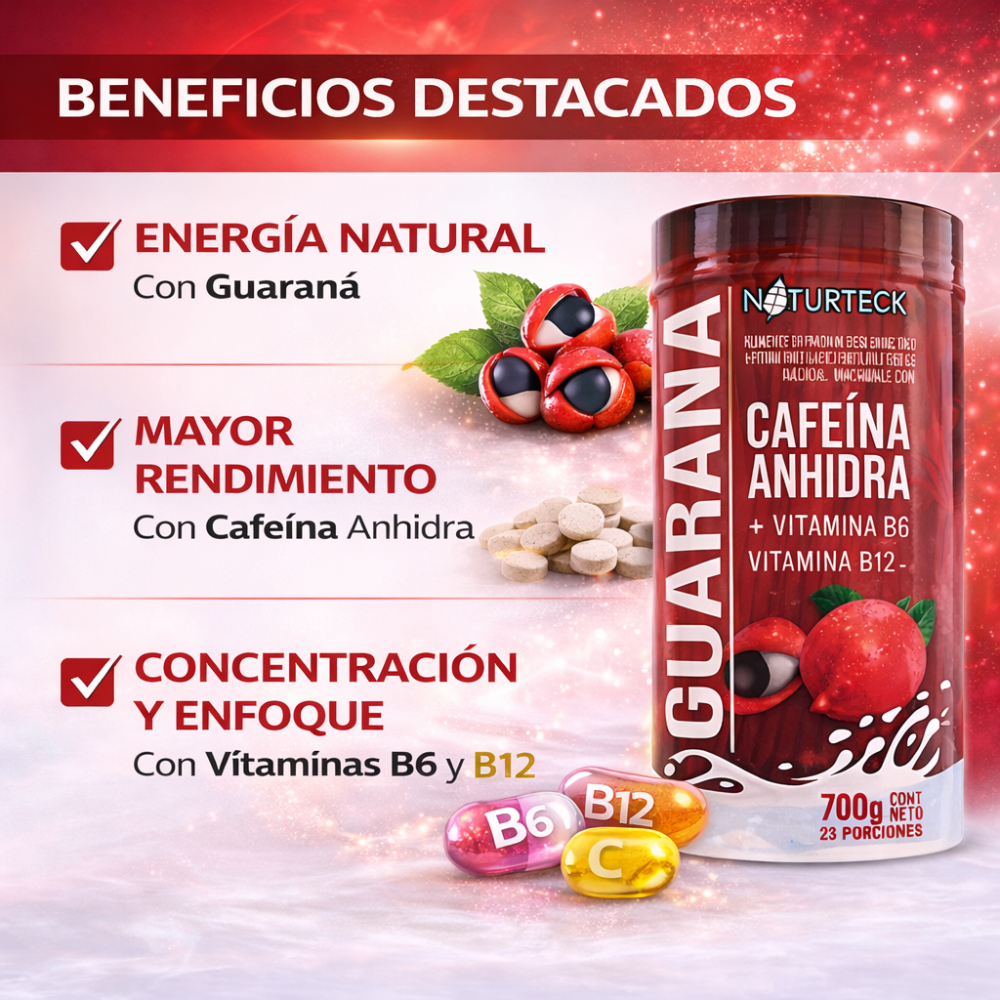 SUPLEMENTO NUTRICIONAL EN POLVO CON GUARANÁ, CAFEÍNA ANHIDRA Y VITAMINAS DEL COMPLEJO B. - Image 4