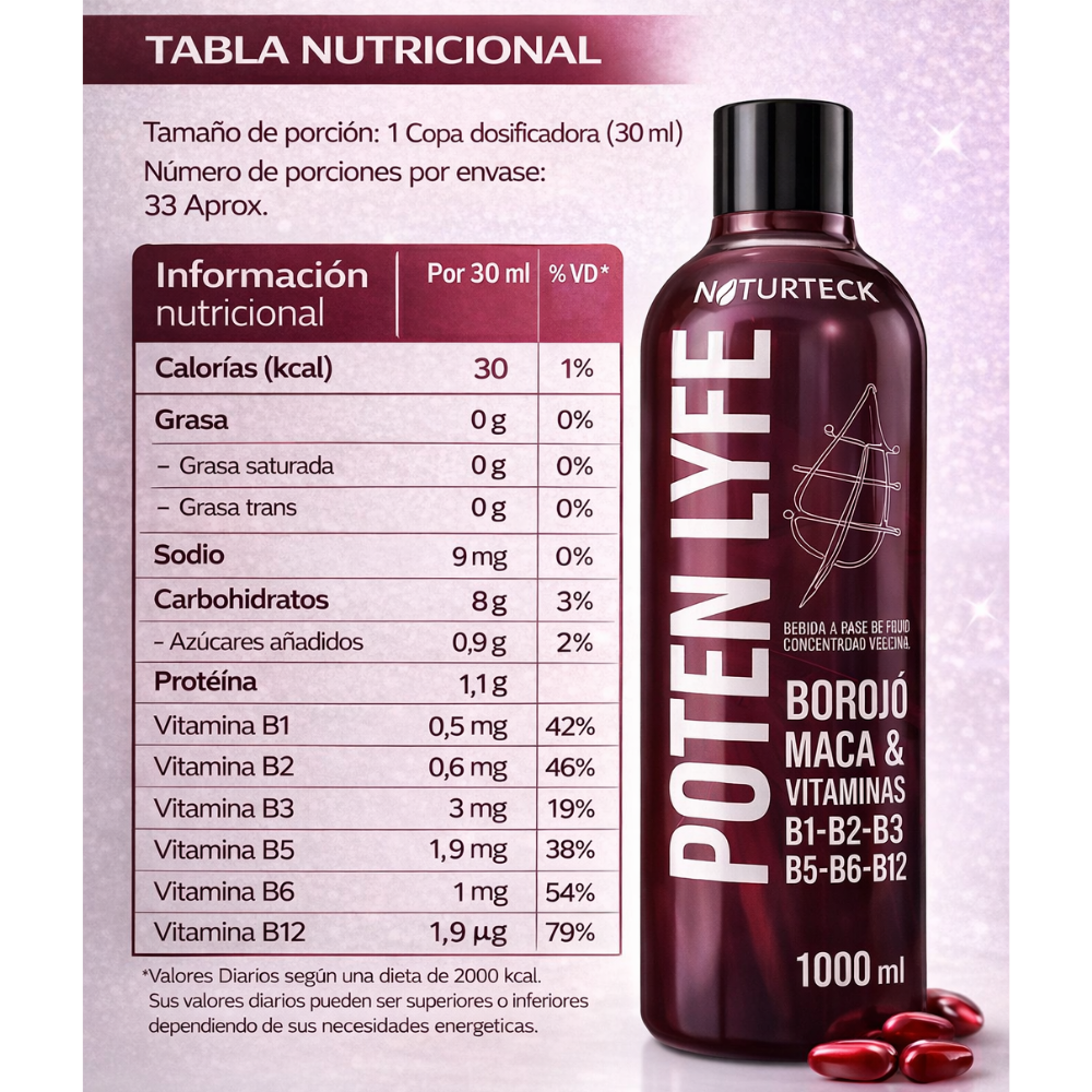 Suplemento Alimenticio Potenlyfe Bebida Funcional Borojó Maca Vitamina B 500 Ml - Image 2