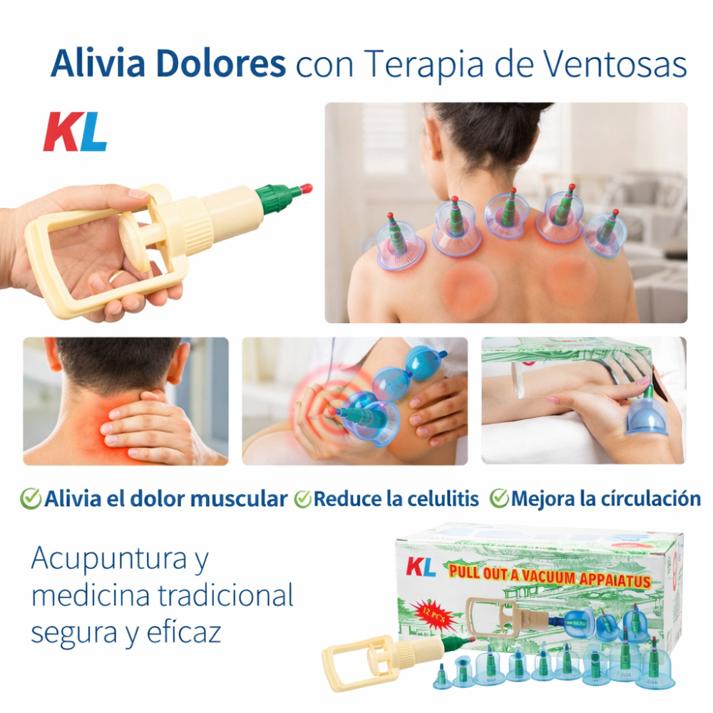 Kit de Ventosas Terapia al Vacío 12 Piezas con Bomba | Masaje Corporal Relajante, Uso en Casa, Fácil y Portátil - Image 4