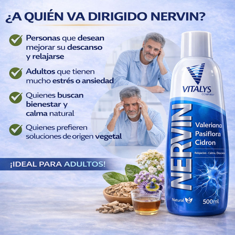 Nervin Vitalys 500ml Valeriana Pasiflora Cedrón Bienestar y Relajación - Image 6