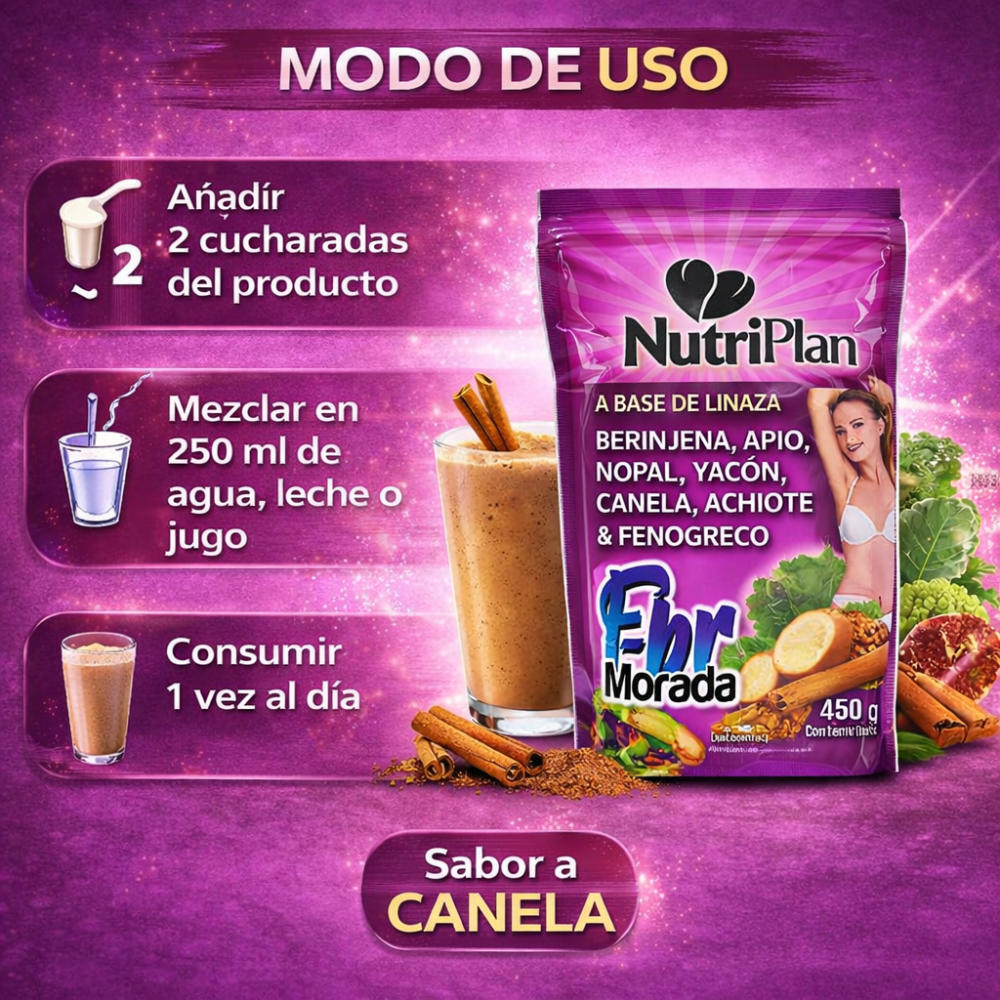 Batido F-br Morada NutriPlan con Linaza y Canela | Fibra Natural para Bienestar Digestivo - Image 5