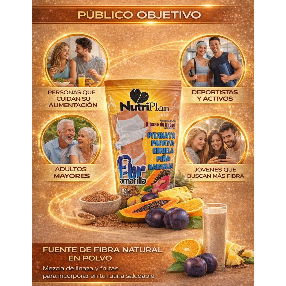 Batido Nutricional F-br Amarilla 450g con Linaza y Frutas | Fibra Natural en Polvo para Rutina Saludable - Image 6