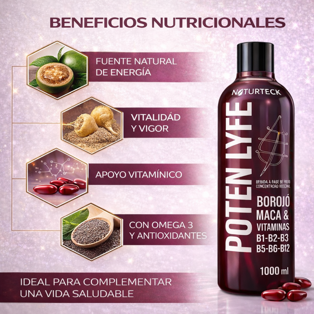 Suplemento Alimenticio Potenlyfe Bebida Funcional Borojó Maca Vitamina B 500 Ml - Image 4
