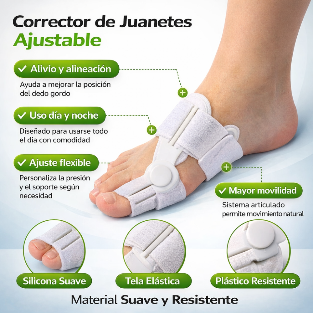 Corrector de Juanetes Ajustable Férula Ortopédica Día y Noche Separador de Dedo Pie Derecho e Izquierdo - Image 2