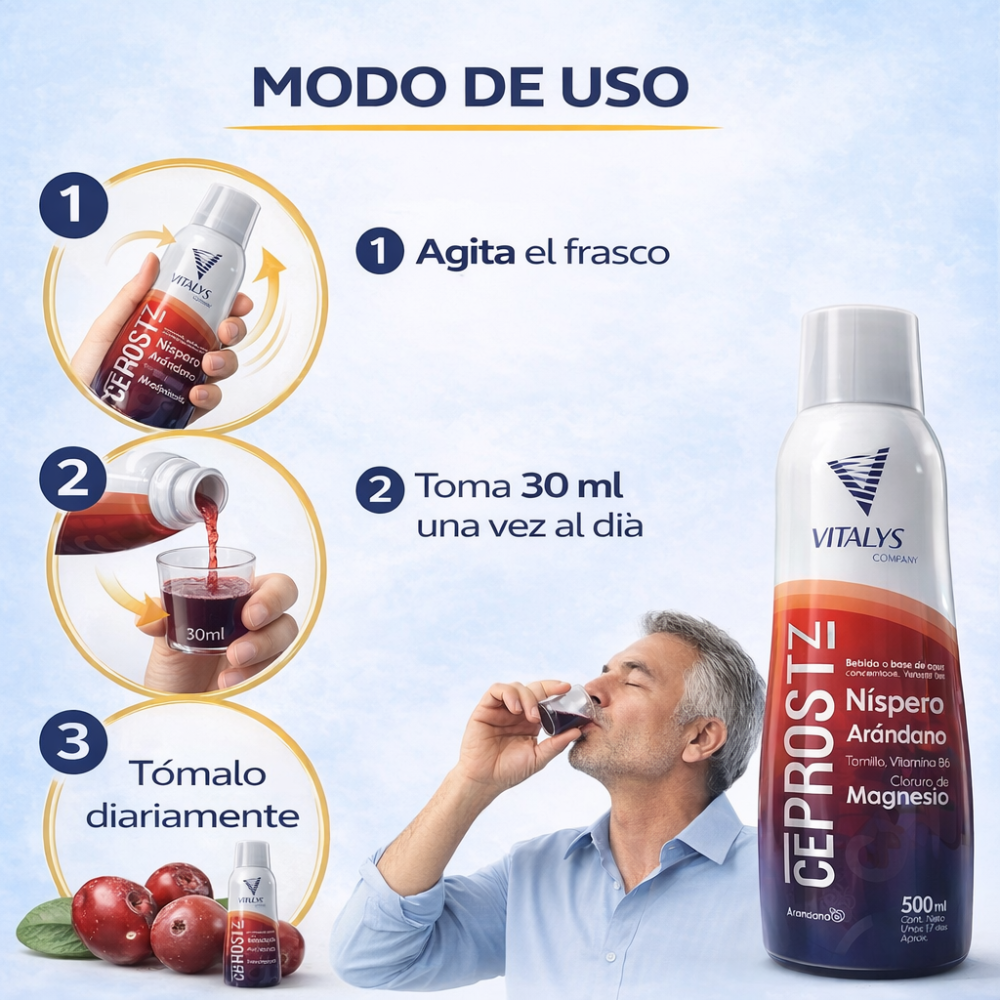Ceprostz 500ml Vitalys Níspero Arándano Magnesio Bienestar Masculino - Image 7