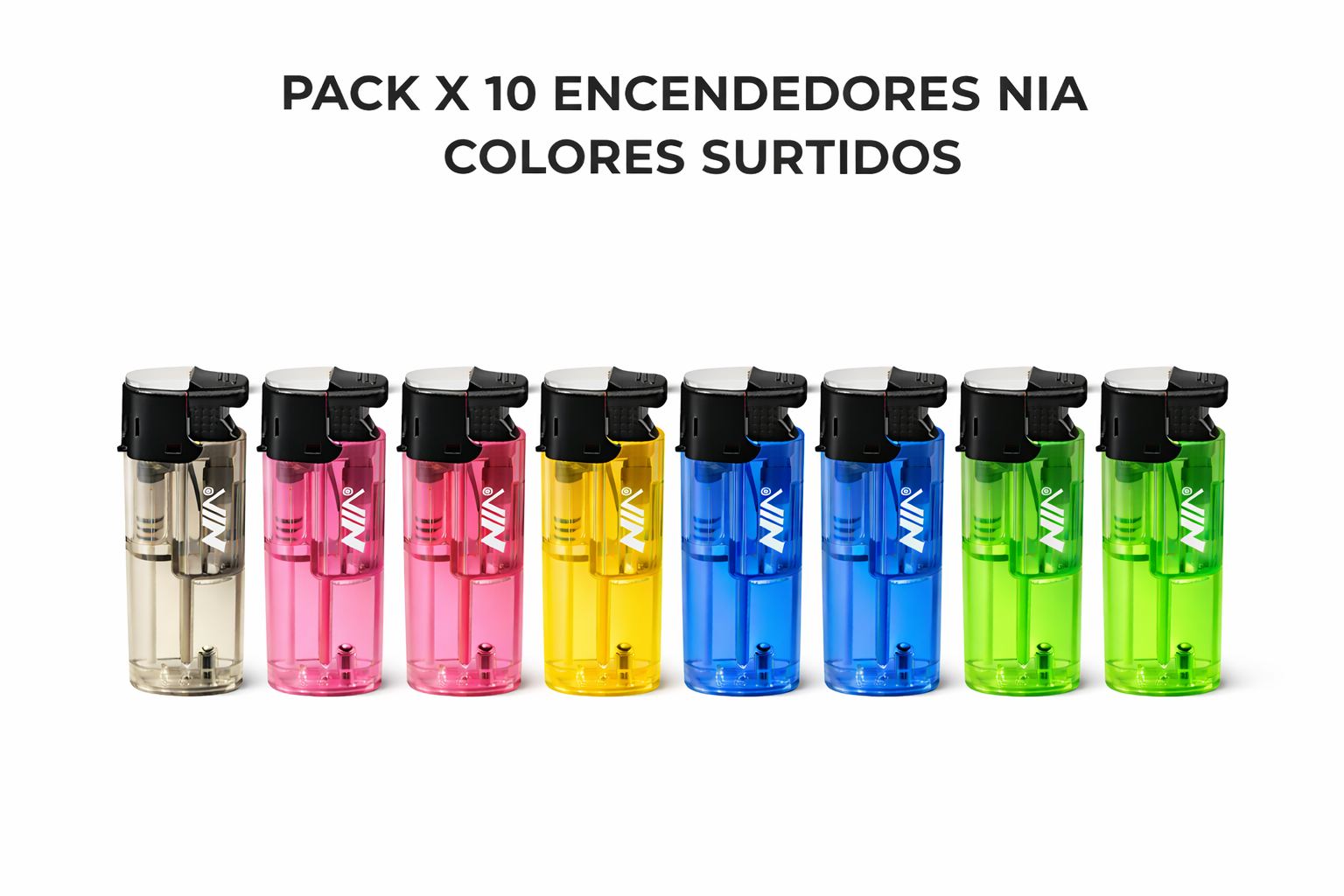 Encendedores Sopletes NIA Pack x 10 Económicos Colores Surtidos - Image 2