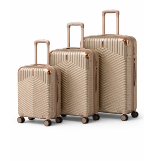 Set 3 Maletas Rígidas De Viaje Con Ruedas 360° Candado Seguridad Color Dorado