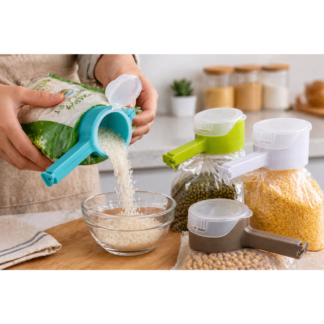 Clip Sellador de Bolsas con Dosificador | Cierre Hermético Reutilizable para Alimentos, Snacks, Cereales y Mascotas