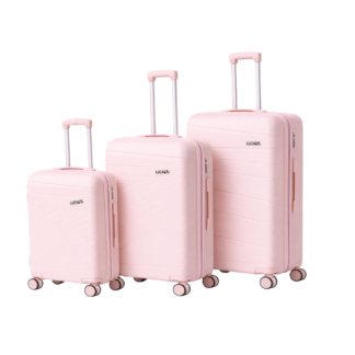 Maletas Combo X 3 Rígidas Antigolpes 10 15 23 Kg Ruedas 360 Rosa palido