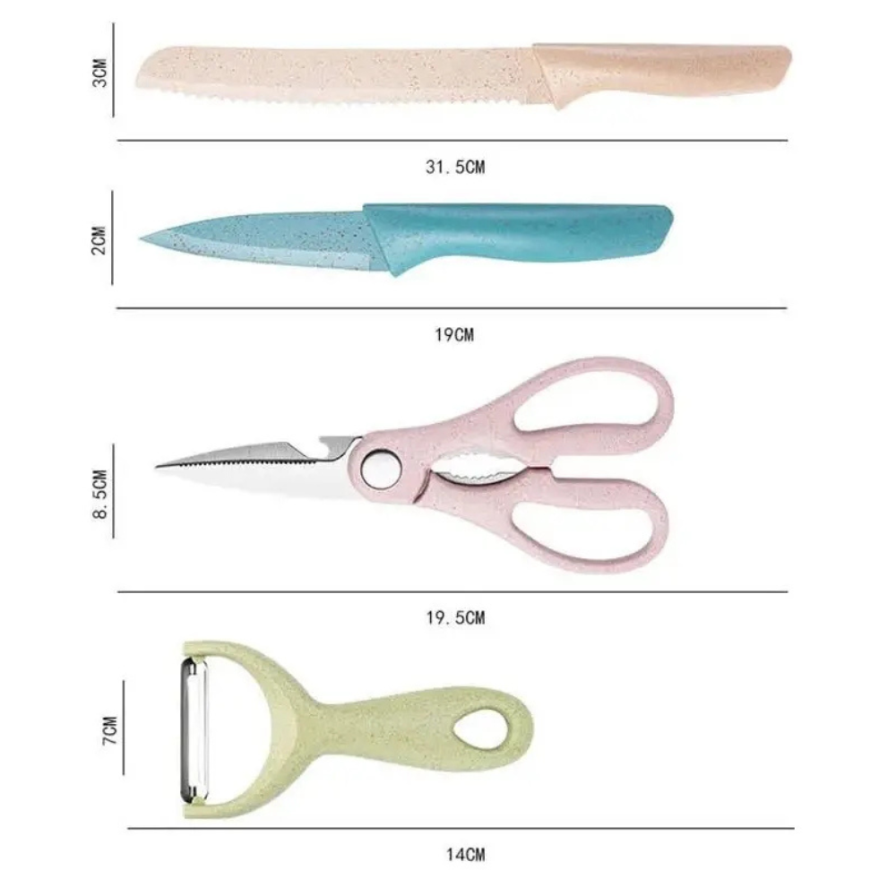 Set de Cuchillos de Cocina 6 Piezas Acero Inoxidable | Kit Completo con Tijeras y Pelador | Cocina Fácil y Rápida - Image 3