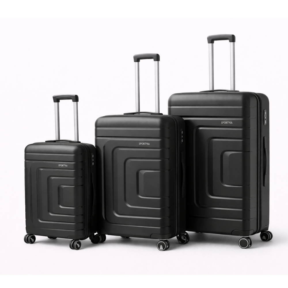 Maletas Combo X 3 Rígidas Antigolpes 10 15 23 Kg Ruedas 360 Negro