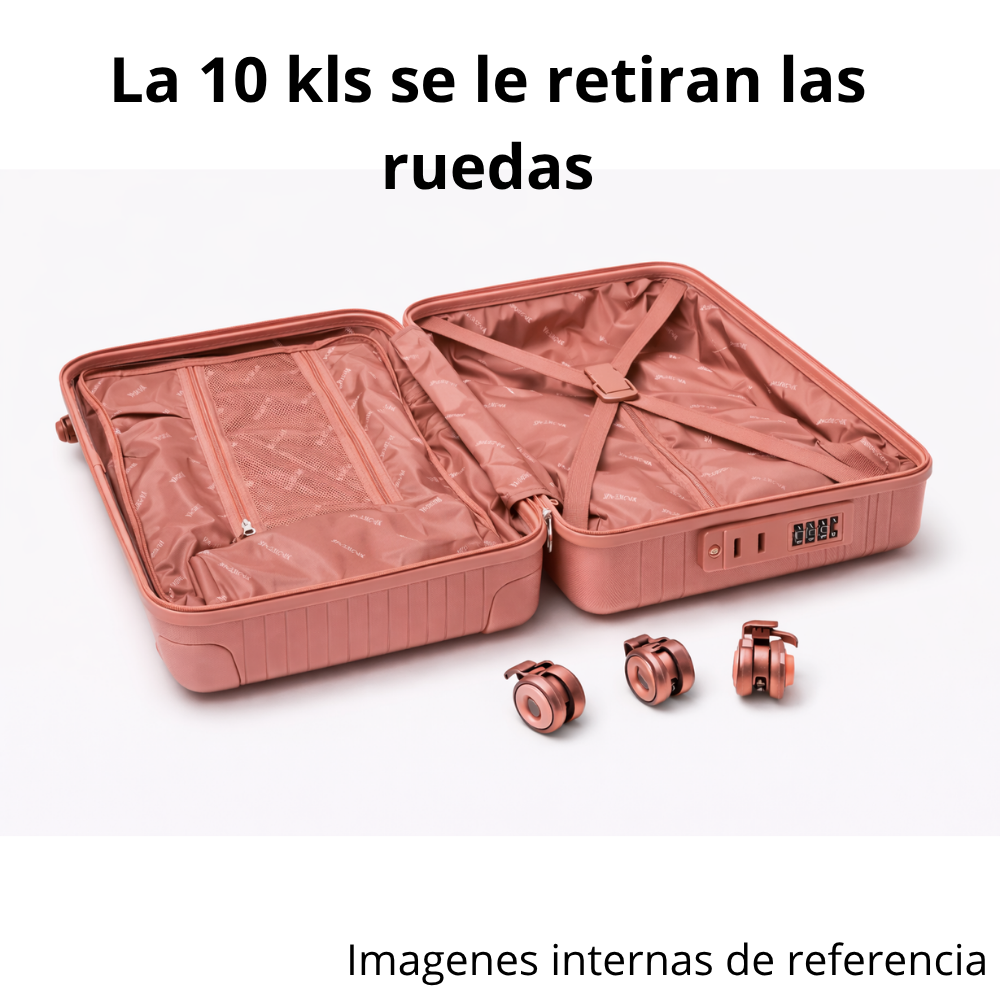 Maleta Cabina 10kg Alta Resistencia Equipaje Mano Candado Color Oro Rosa - Image 4
