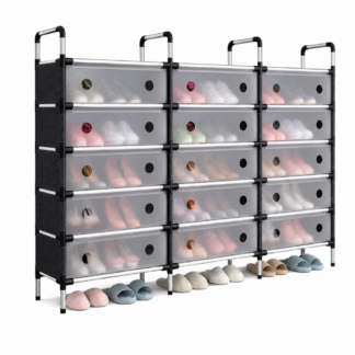 Zapatero Organizador Modular 15 Compartimentos | Mueble Guardazapatos con Puertas Transparentes | Ahorra Espacio