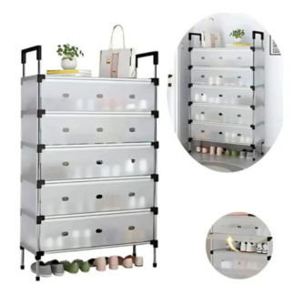 Zapatero Organizador 6 Niveles Con Cubierta Antipolvo Multiusos Armable 130 Cm
