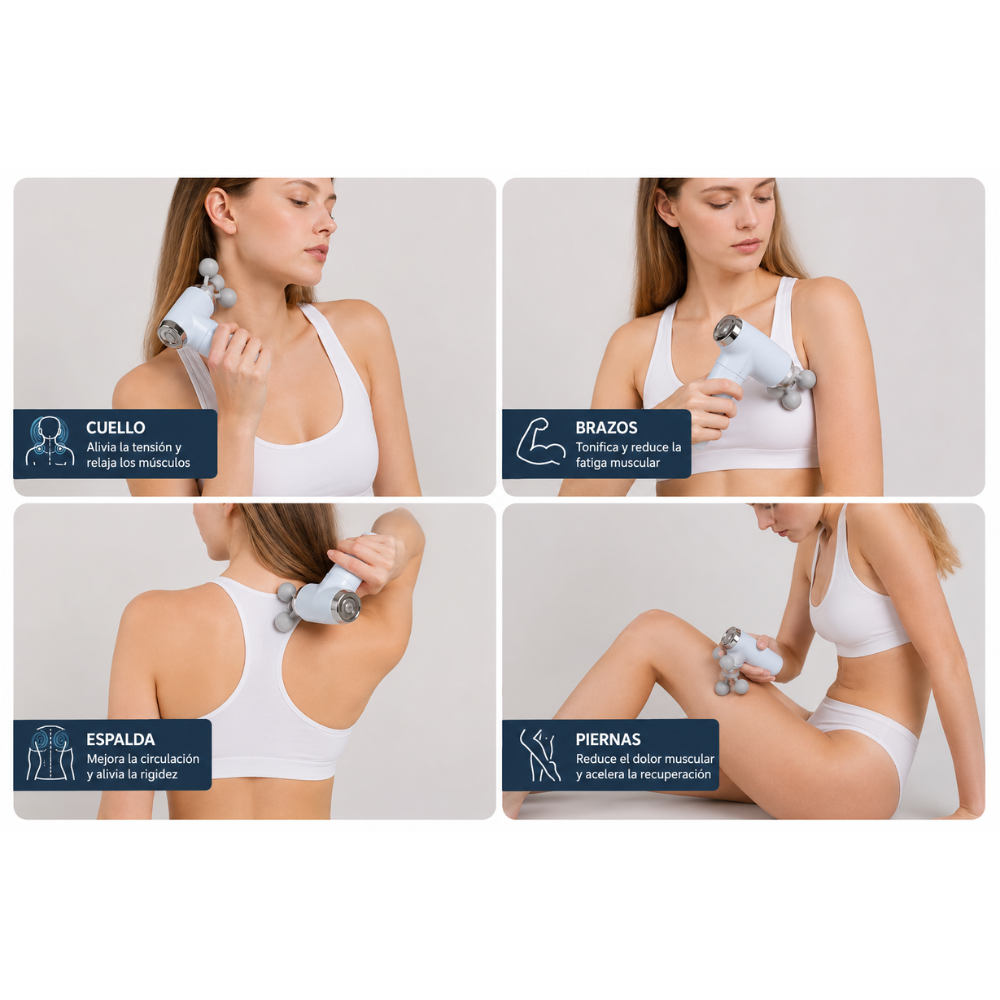 Pistola Masajeadora Muscular Recargable 6 Velocidades + 4 Cabezales | Masaje Relajante Portátil USB-C - Image 5