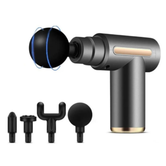 Pistola Masajeadora Muscular Profesional 6 Velocidades Recargable USB-C | Massage Gun Portátil Con 4 Cabezales