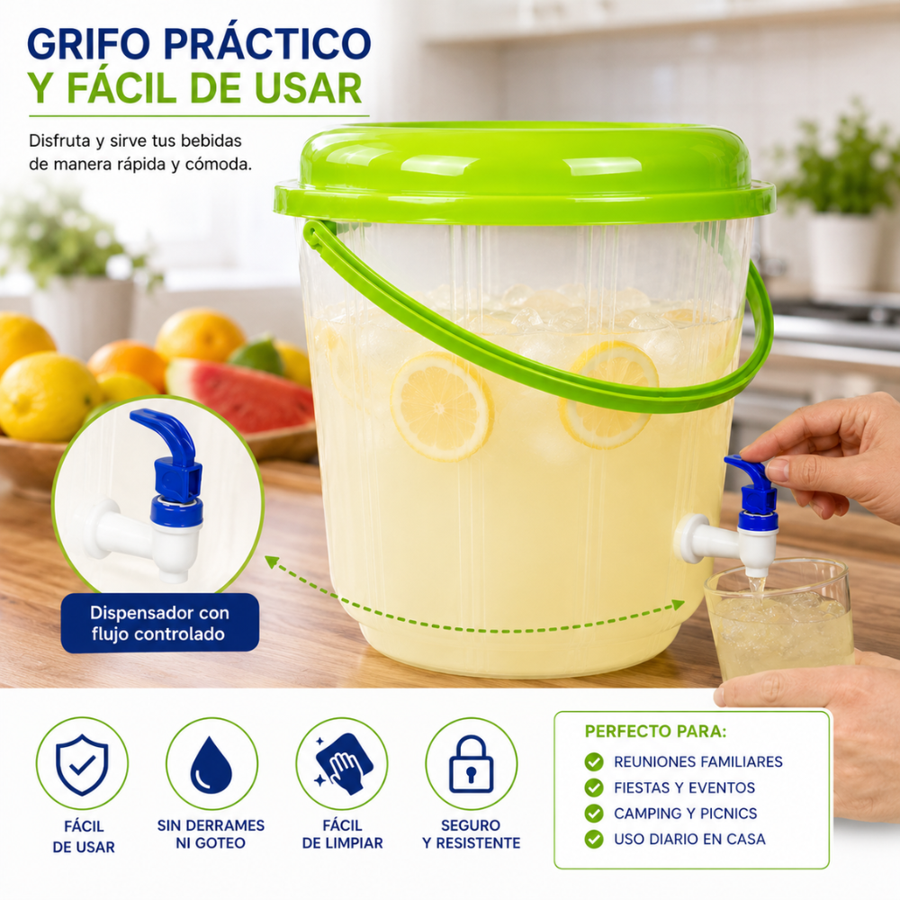 Balde Dispensador 17 Litros con Tapa y Grifo Ideal para Bebidas y Eventos - Image 5