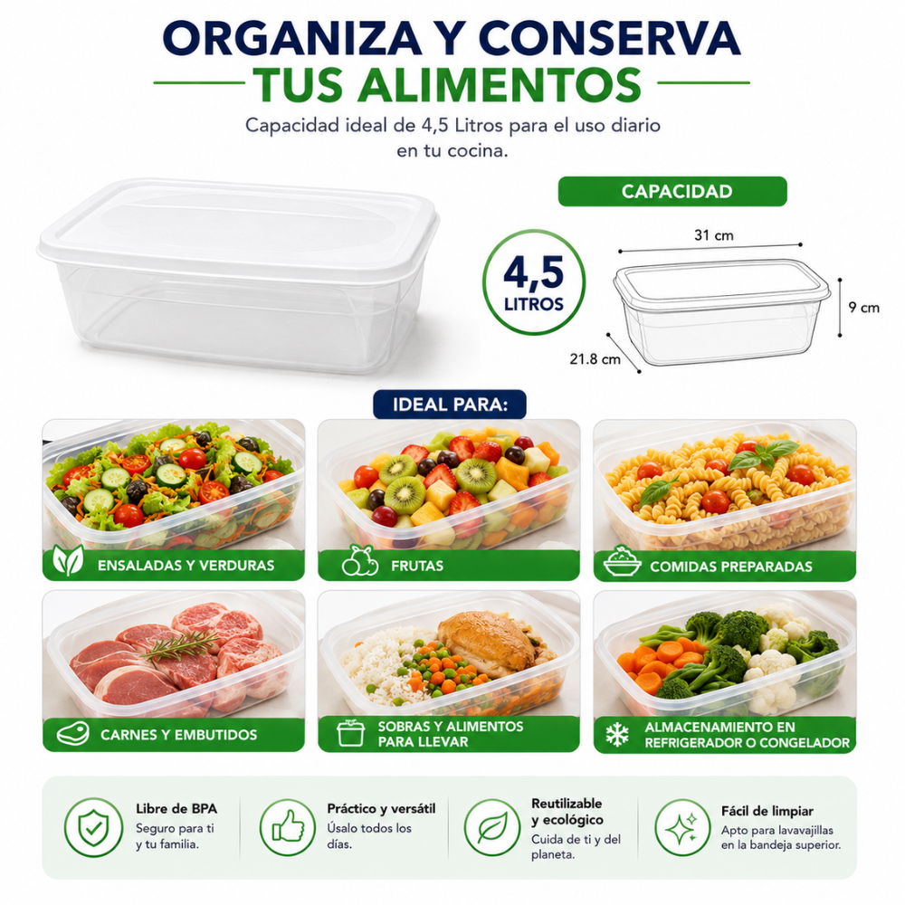 Recipiente Hermético Plástico 4.5 Litros Con Tapa Ideal Para Alimentos Cocina - Image 5