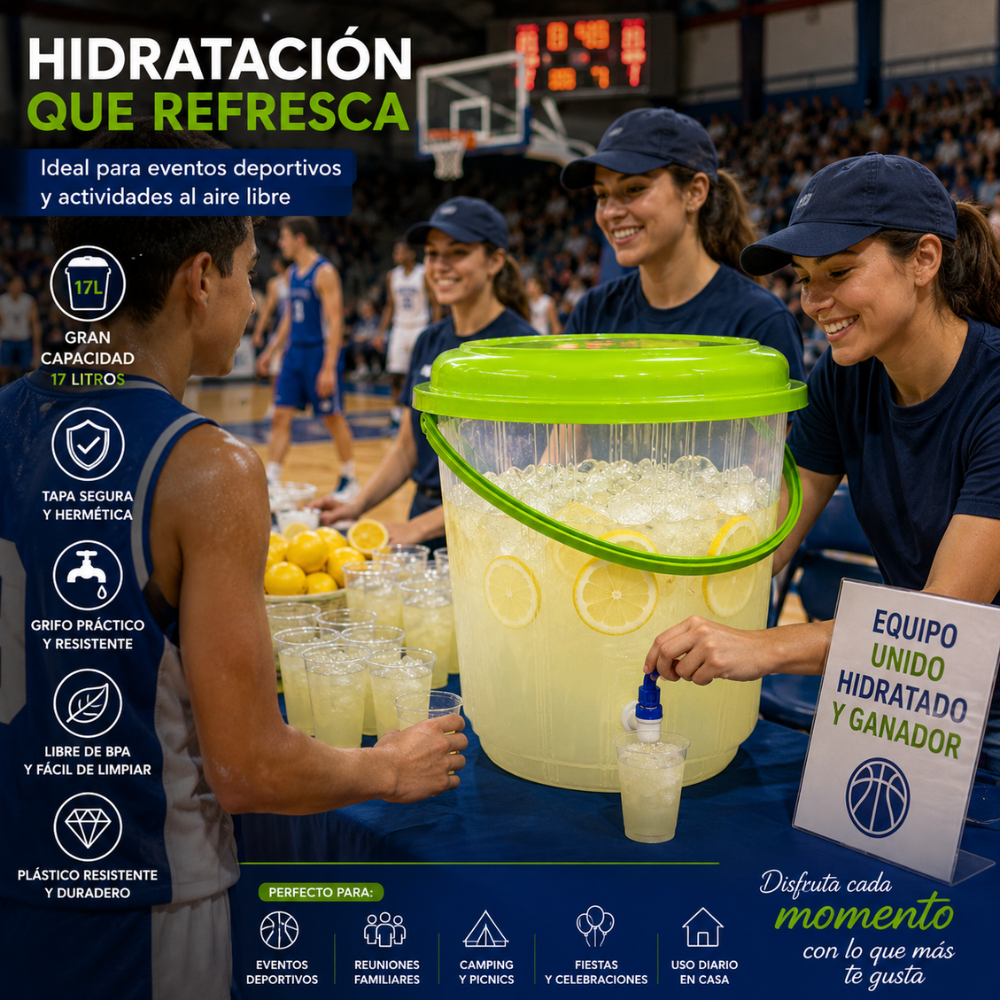Balde Dispensador 17 Litros con Tapa y Grifo Ideal para Bebidas y Eventos - Image 6
