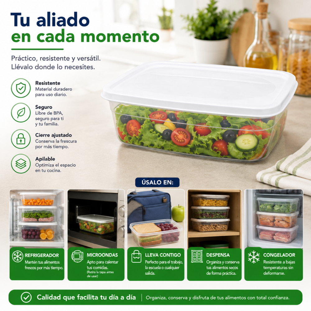 Recipiente Hermético Plástico 4.5 Litros Con Tapa Ideal Para Alimentos Cocina - Image 6
