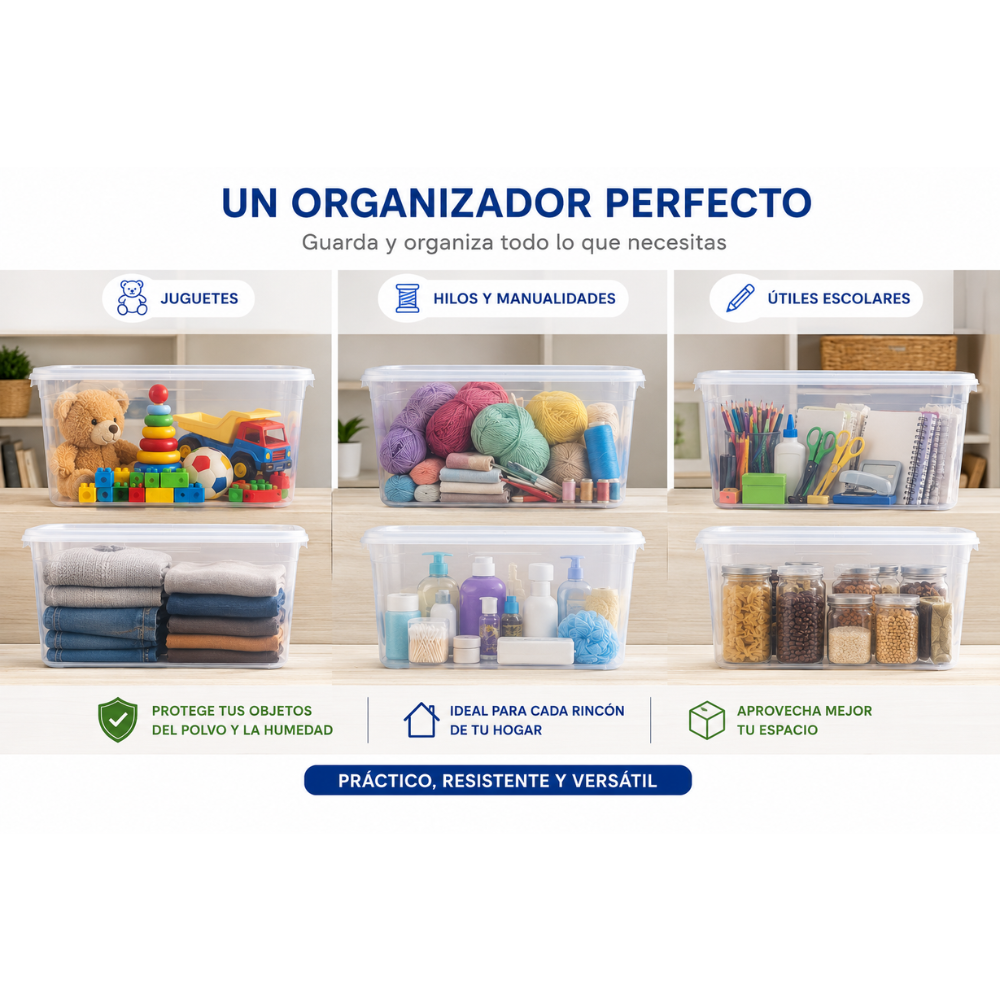 Recipiente Plástico Amanecer 12 Litros Con Tapa Multiusos Transparente - Image 7