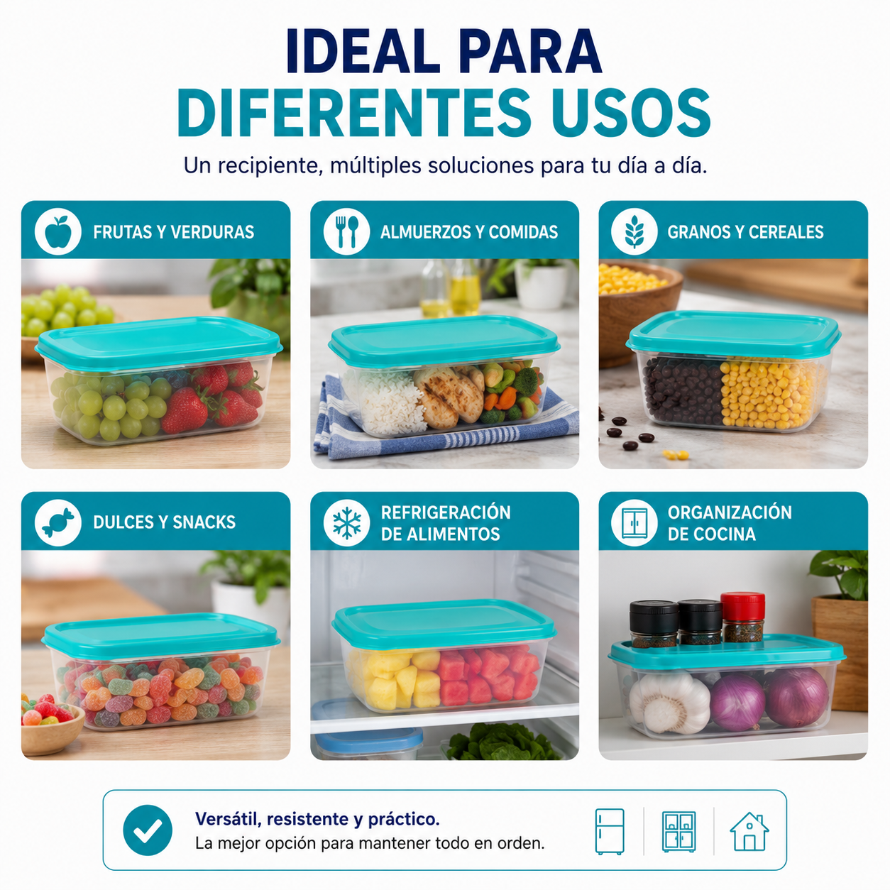 Recipiente Hermético 2 Litros Con Tapa Para Cocina Nevera Y Alimentos - Image 5
