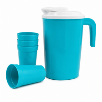 Jarra Plástica 2 Litros Con 4 Vasos Reutilizables Ideal Para Bebidas