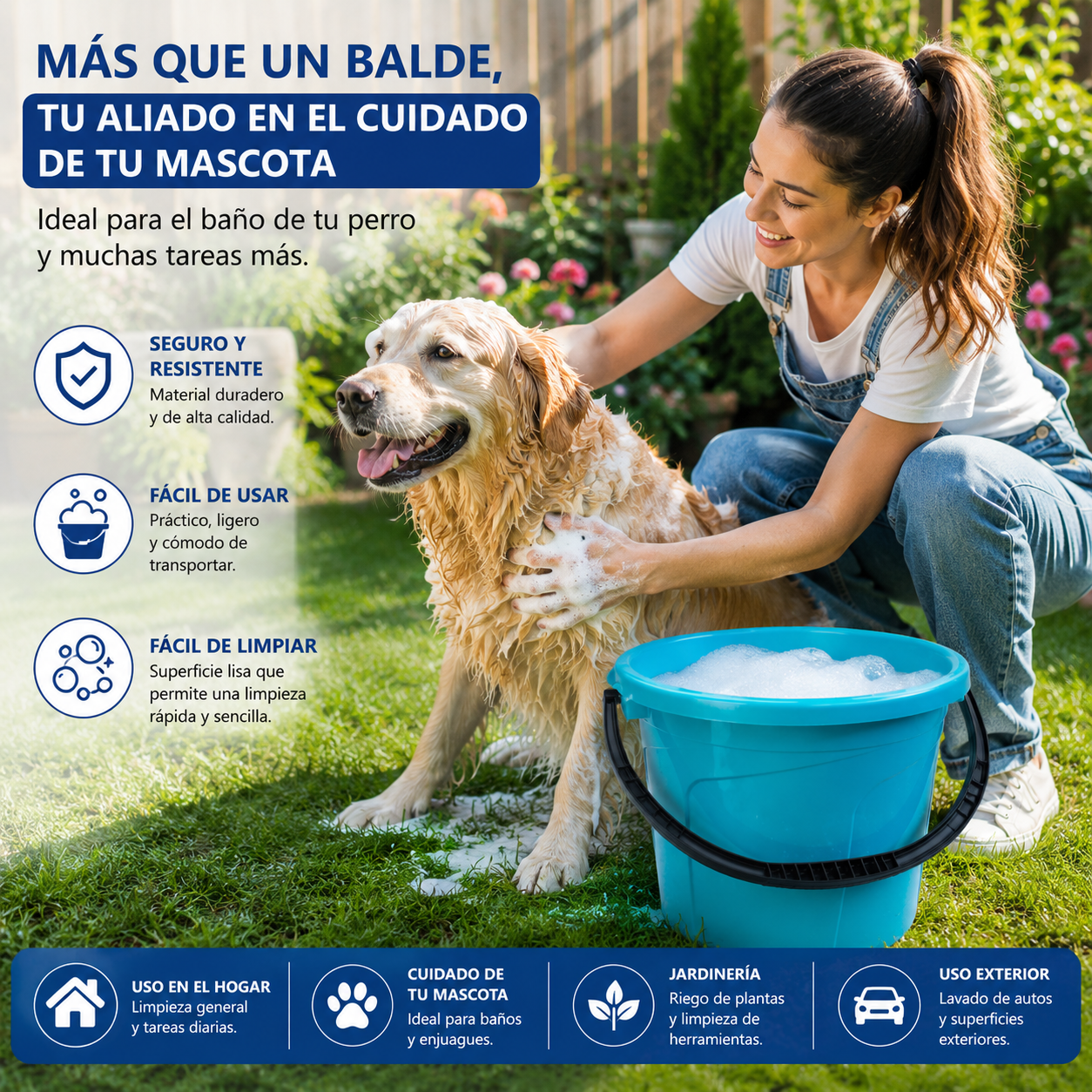 Balde Plástico De Lujo 6 Litros Con Asa Reforzada Multiuso Para Hogar - Image 2