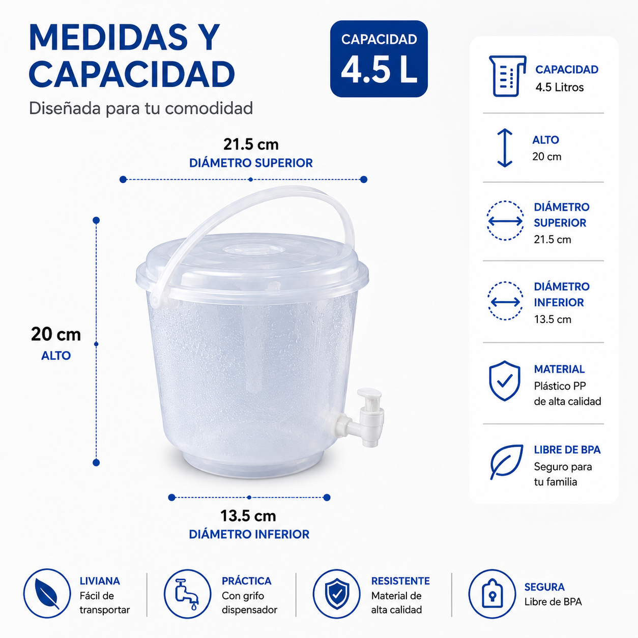 Hielera Premium 4.5 Litros Con Grifo y tapa Dispensador Para Bebidas Frías - Image 6