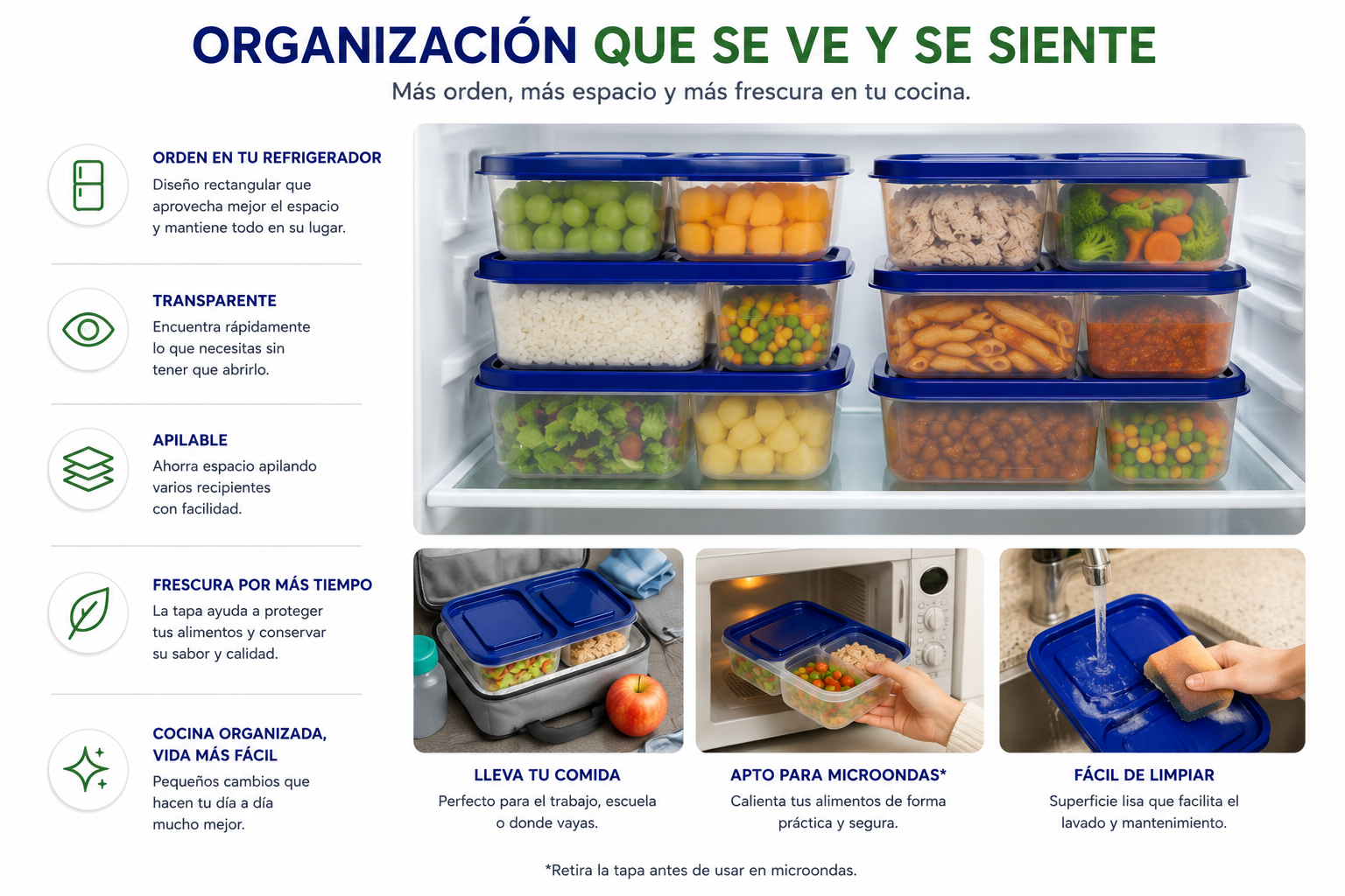 Recipiente Hermético Premium 3 Divisiones Para Almuerzo Lonchera y Comidas - Image 3
