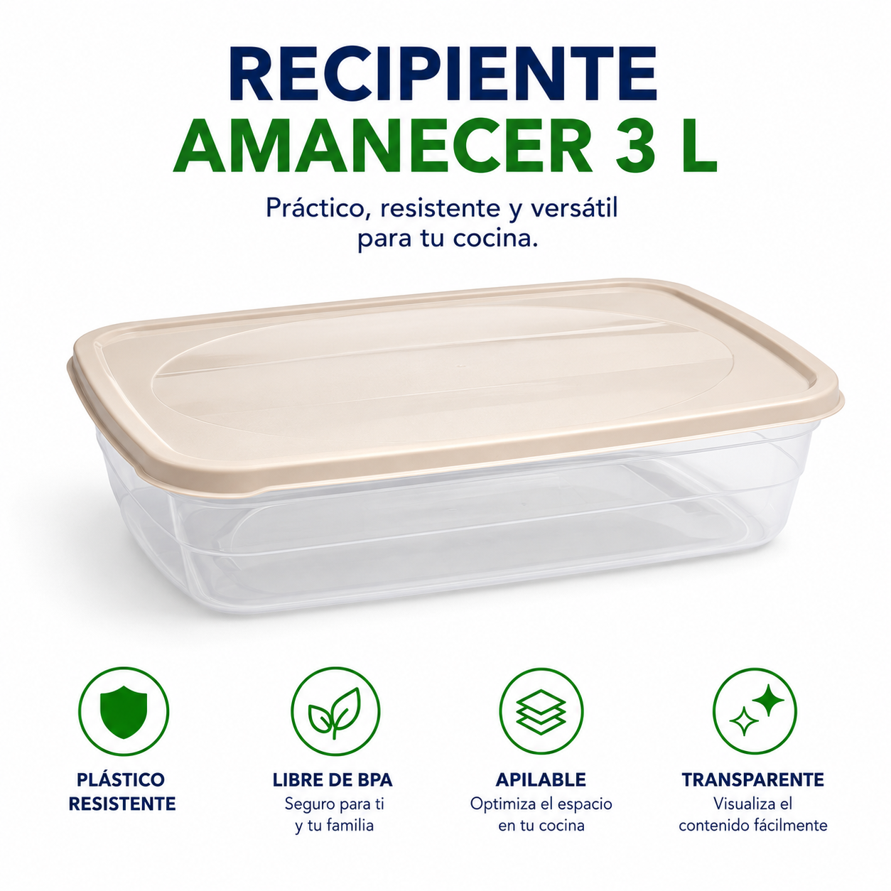 Recipiente Hermético Plástico 3 Litros Con Tapa Ideal Para Alimentos Cocina - Image 7