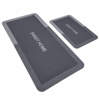 Juego Tapetes Antideslizantes Baño Cocina 2 Piezas Gris