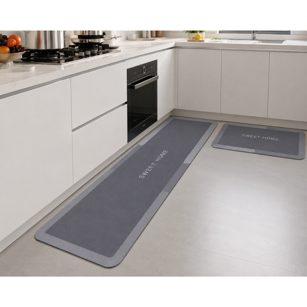 Juego Tapetes Antideslizantes Baño Cocina 2 Piezas Gris - Image 10