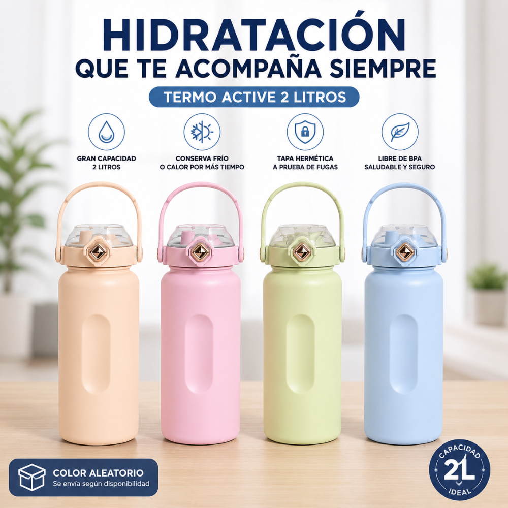 Botella Deportiva 2 Litros Reutilizable Hermética Con Seguro Antiderrames - Image 4