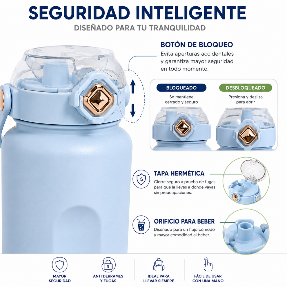 Botella Deportiva 2 Litros Reutilizable Hermética Con Seguro Antiderrames - Image 5