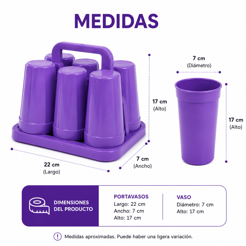 Portavasos Plástico Con 6 Vasos Reutilizables Con Asa Ideal Picnic Camping Hogar - Image 5