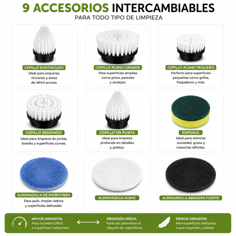Cepillo Eléctrico Inalámbrico Recargable 9 En 1 Limpieza 90 Minutos de uso. - Image 6