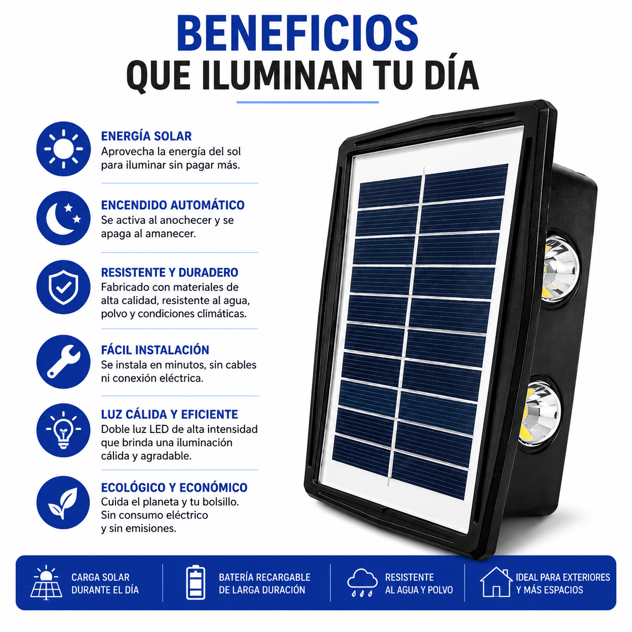 Lámpara Solar LED Aplique Pared Exterior Automática e Impermeable - Image 6