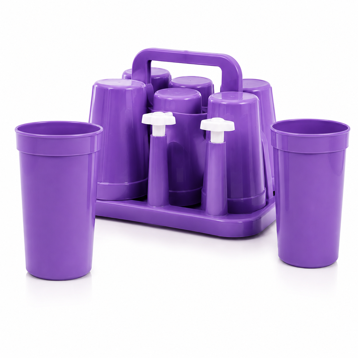 Portavasos Plástico Con 6 Vasos Reutilizables Con Asa Ideal Picnic Camping Hogar